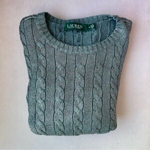 Silver/Grey Cable Knit Crew Neck Sweater (M)